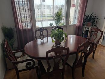 Matsalsgrupp ovalt träbord med 8 stolar brun