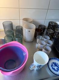 Blandat köksporslin och glas