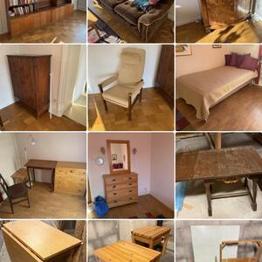 Bord, soffbord, byråer, bokhyllor, soffa, fåtölj