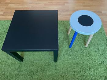 Bord och pall IKEA Lack och IKEA Förnyad