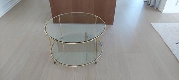 Bortskänkes! Ellos missi soffbord glas 80cm diameter