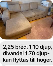 Soffa bortskänkes på grund av flytt
